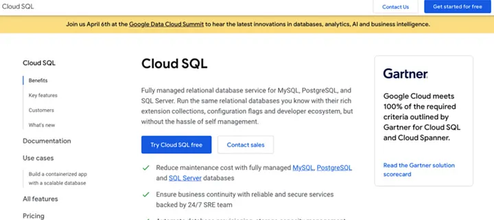 Google cloud SQL